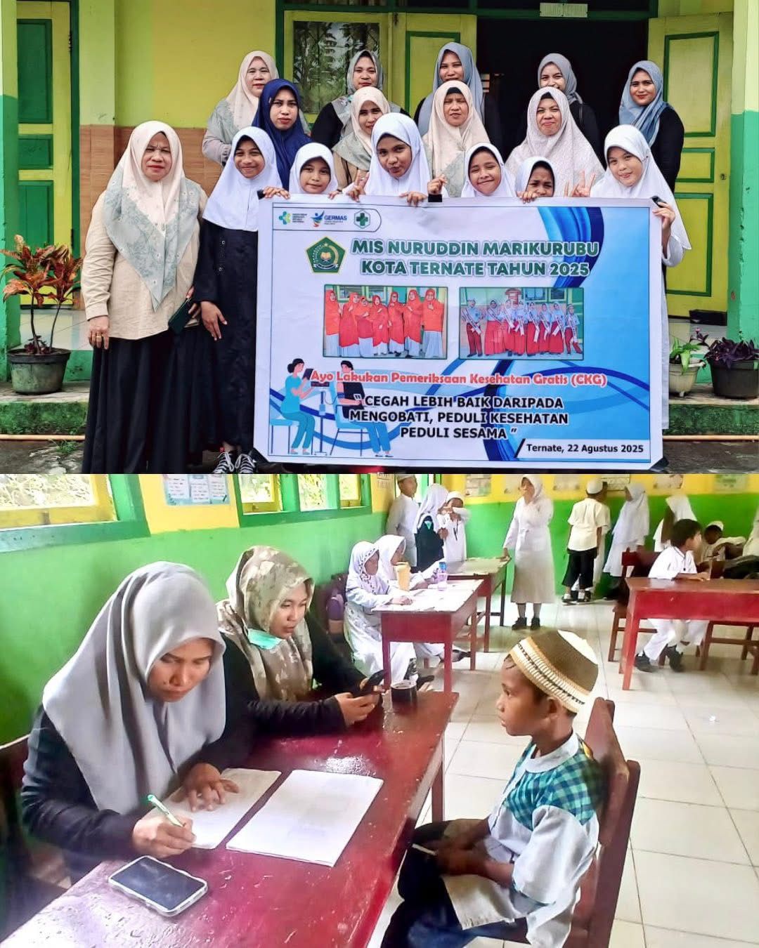 Pelaksanaan CKG Tim Puskesmas Kota di SDN MIS NURUDDIN, kelurahan Marikurubu, Kota Ternate